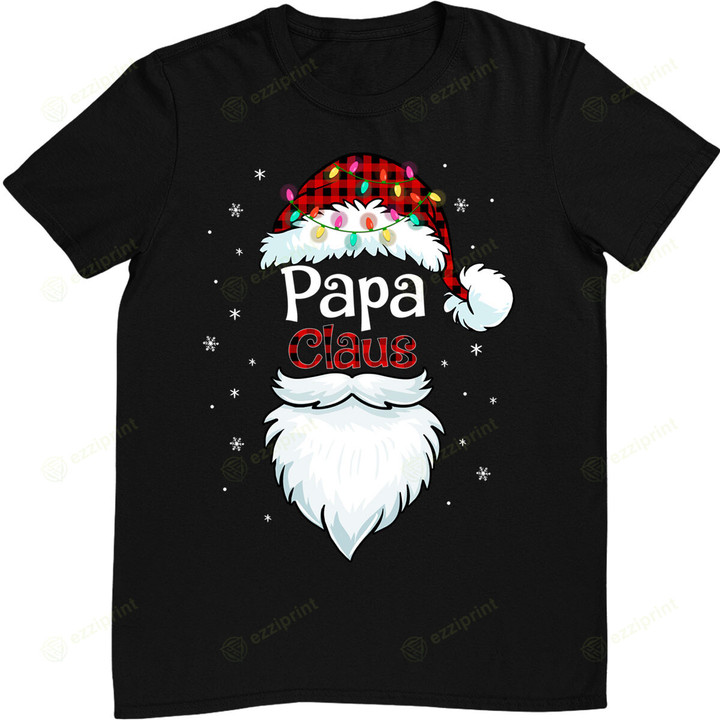 Papa Claus Beard Red Plaid Christmas Pajamas Xmas T-Shirt