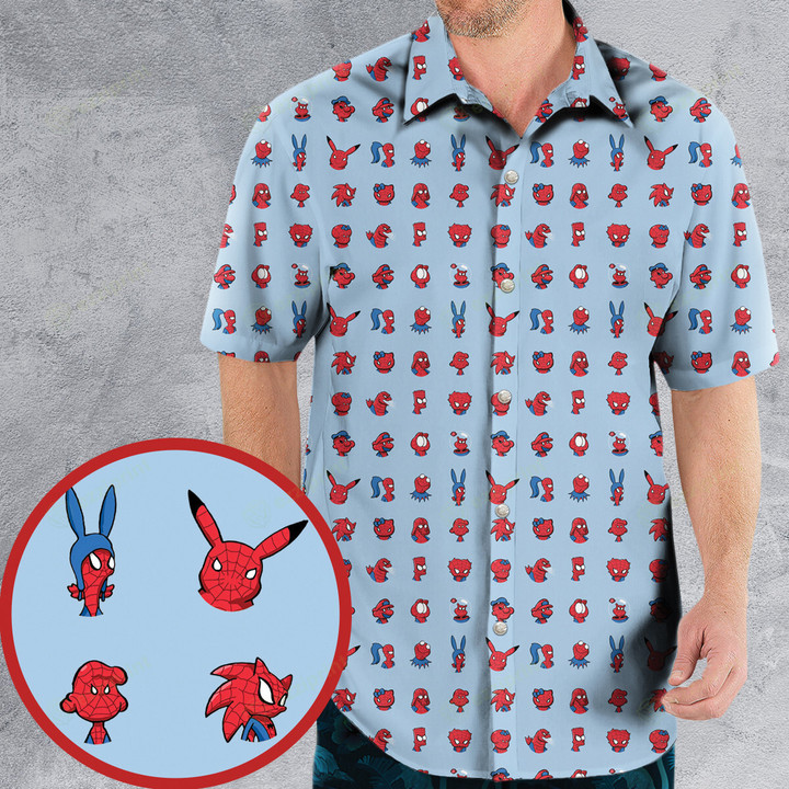 Funny Spider-Man Characters Pattern Hawaiian Shirt