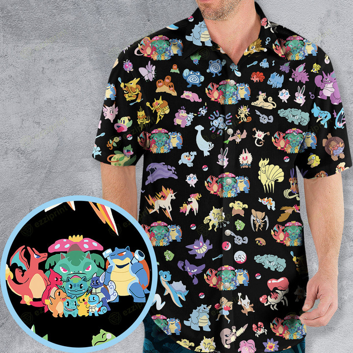 Pokemon Pattern Hawaiian Shirt