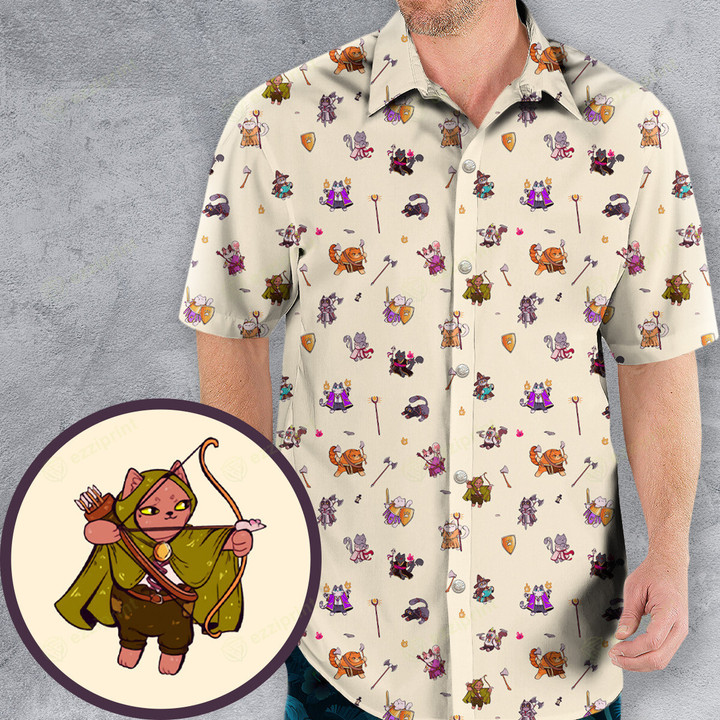 Cats In Dungeons and Dragons Pattern Hawaiian Shirt