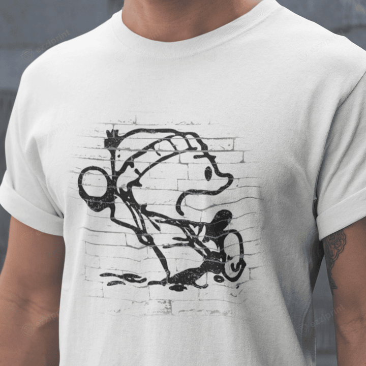 Snowball Thrower Banksy’s Flower Chucker Calvin and Hobbes Mashup T-Shirt