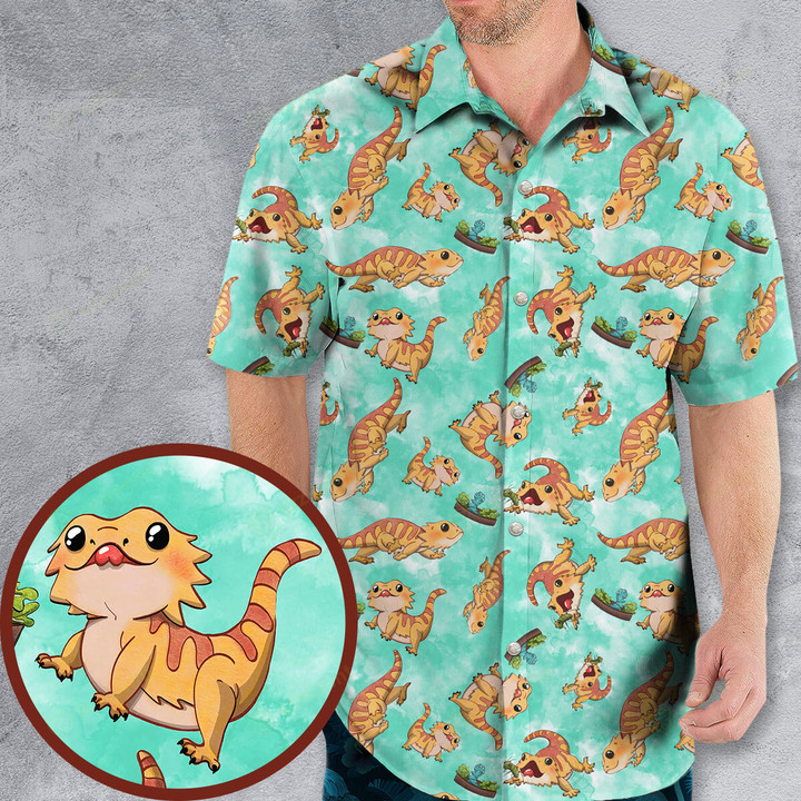 Bearded Dragon Pattern Hawaiian Shirt