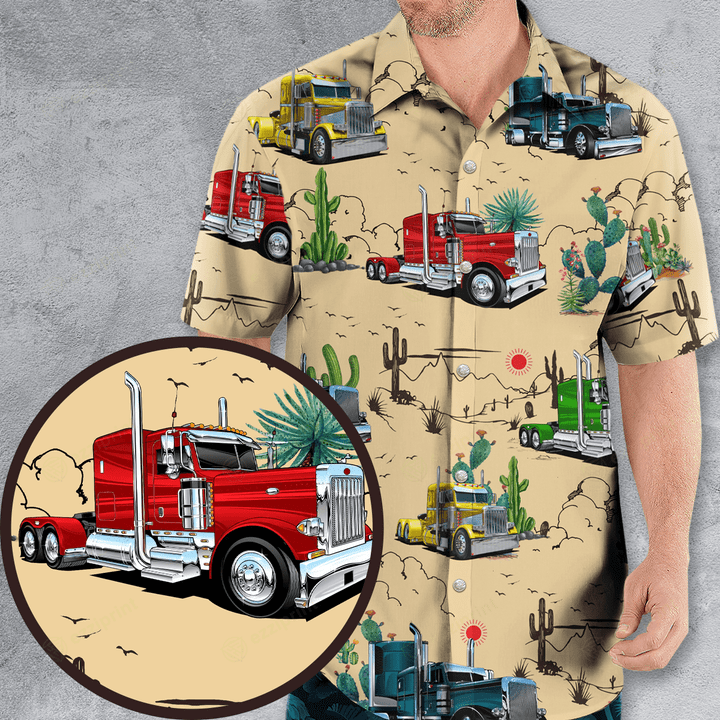 Peterbilt Semi Truck Pattern Hawaiian Shirt