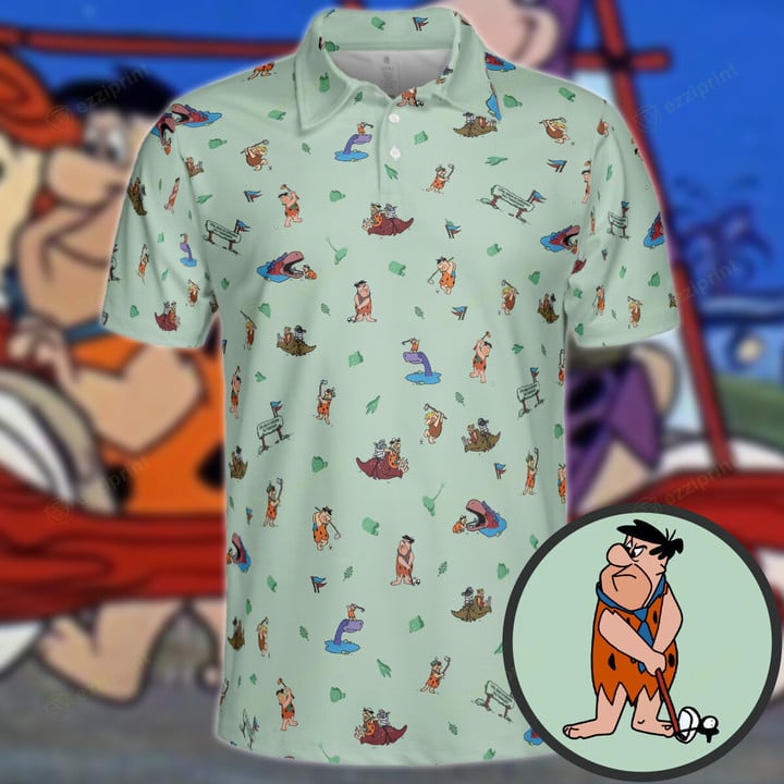 Fred Flintstone Playing Golf Pattern Men Women Polo Shirt