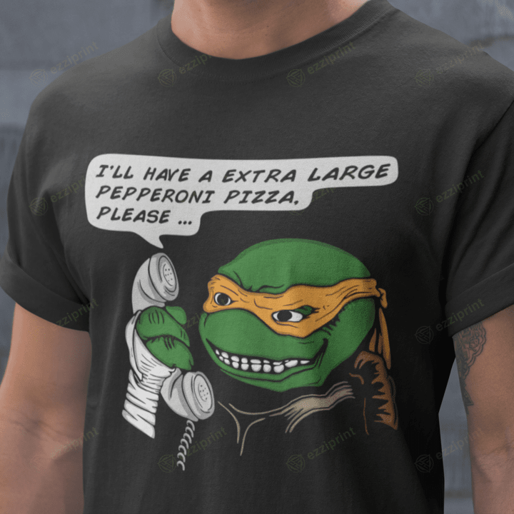 Pepperoni Pizza Michelangelo Teenage Mutant Ninja Turtles T-Shirt