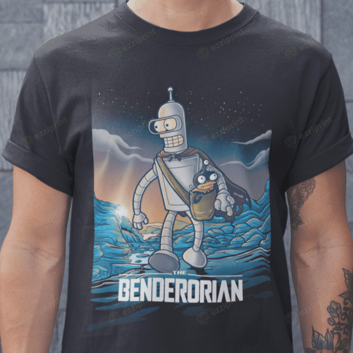 Benderorian The Mandalorian Bender and Nibbler Futurama Mashup T-Shirt