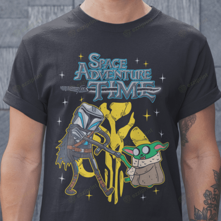Space Adventure Time Adventure Time Din Djarin Grogu Star Wars Mashup T-Shirt