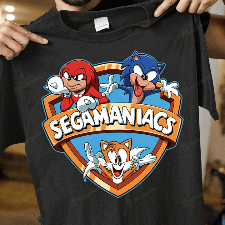 Segamaniacs Animaniacs Knuckles Sonic and Tails Mashup T-Shirt