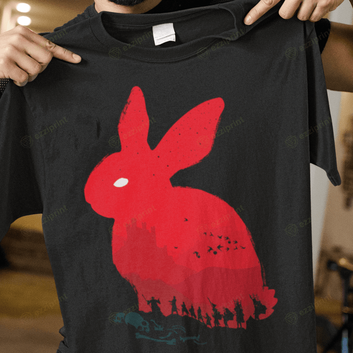 Death Awaits Killer Rabbit Monty Python and the Holy Grail Mashup T-Shirt