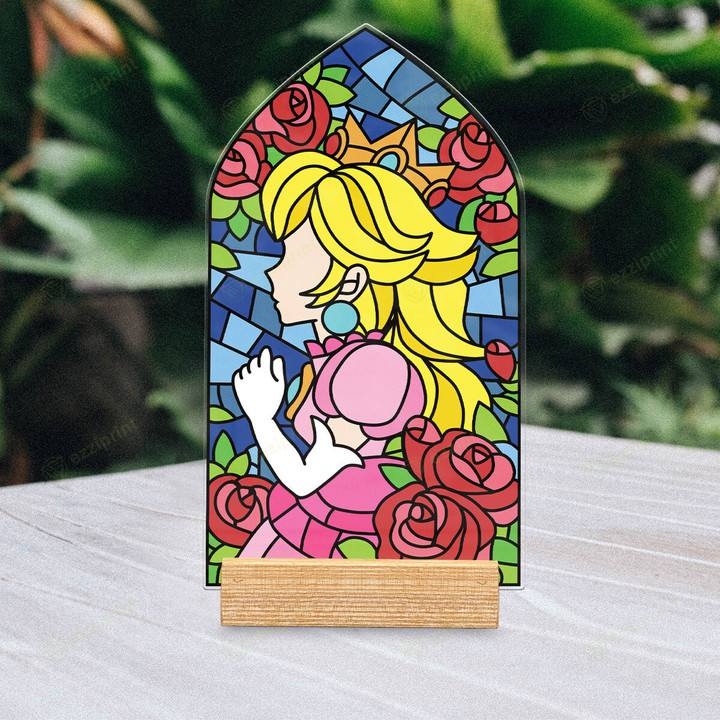 Princess Peach Stained Glass Acrylic Plaque