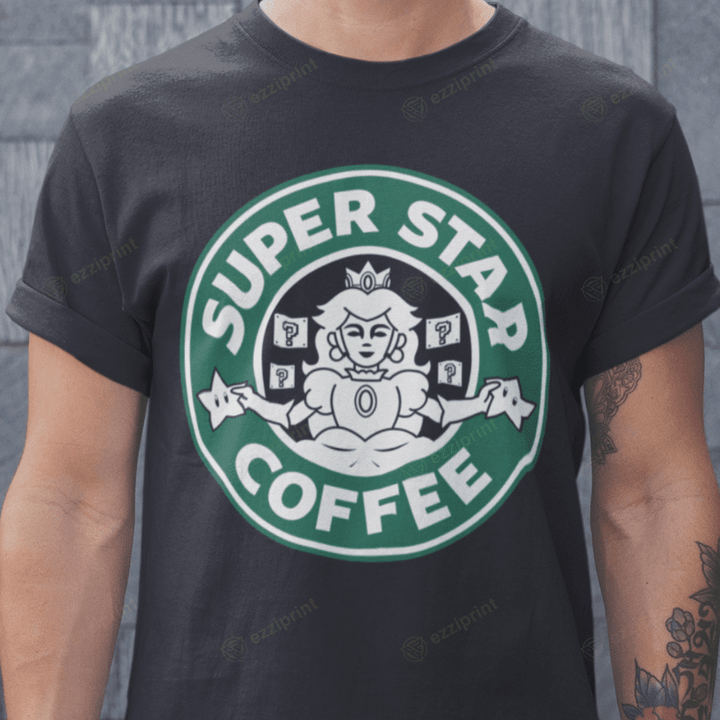 Super Star Coffee Starbucks Coffee Princess Peach Super Mario Bros Mashup T-Shirt
