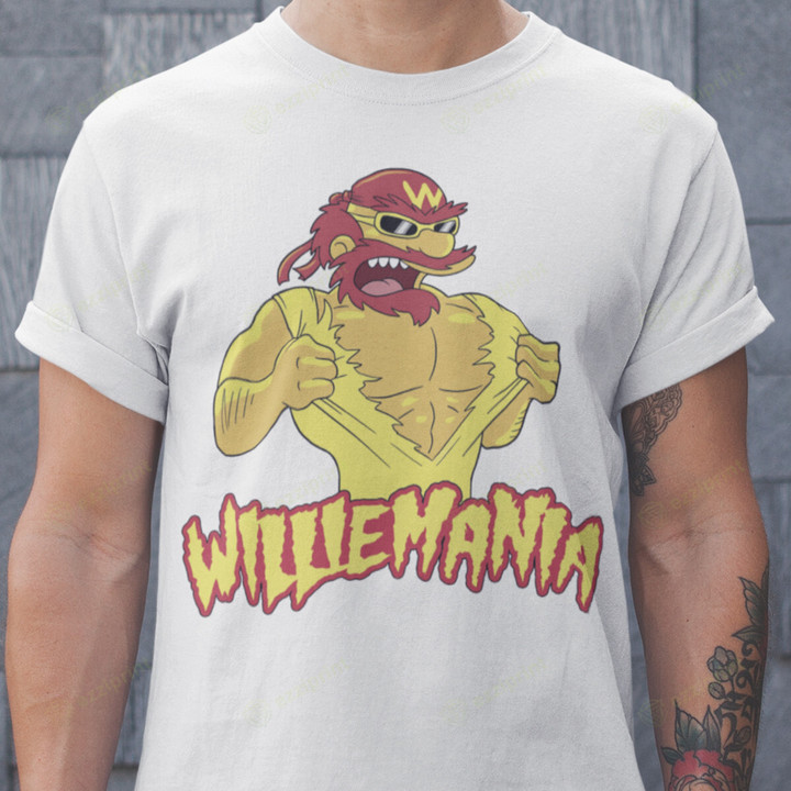 WILLIEMANIA Hulk Hogan Groundskeeper Willie The Simpsons Mashup T-Shirt