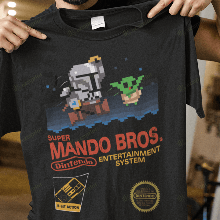 Mando Bros Super Mario Bros The Mandalorian Mashup T-Shirt