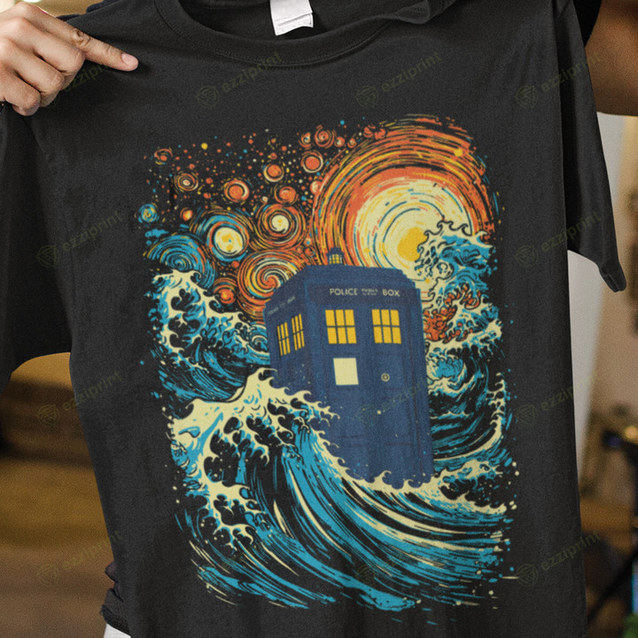 Starry Wave Blue Box The Starry Night Doctor Who Mashup T-Shirt