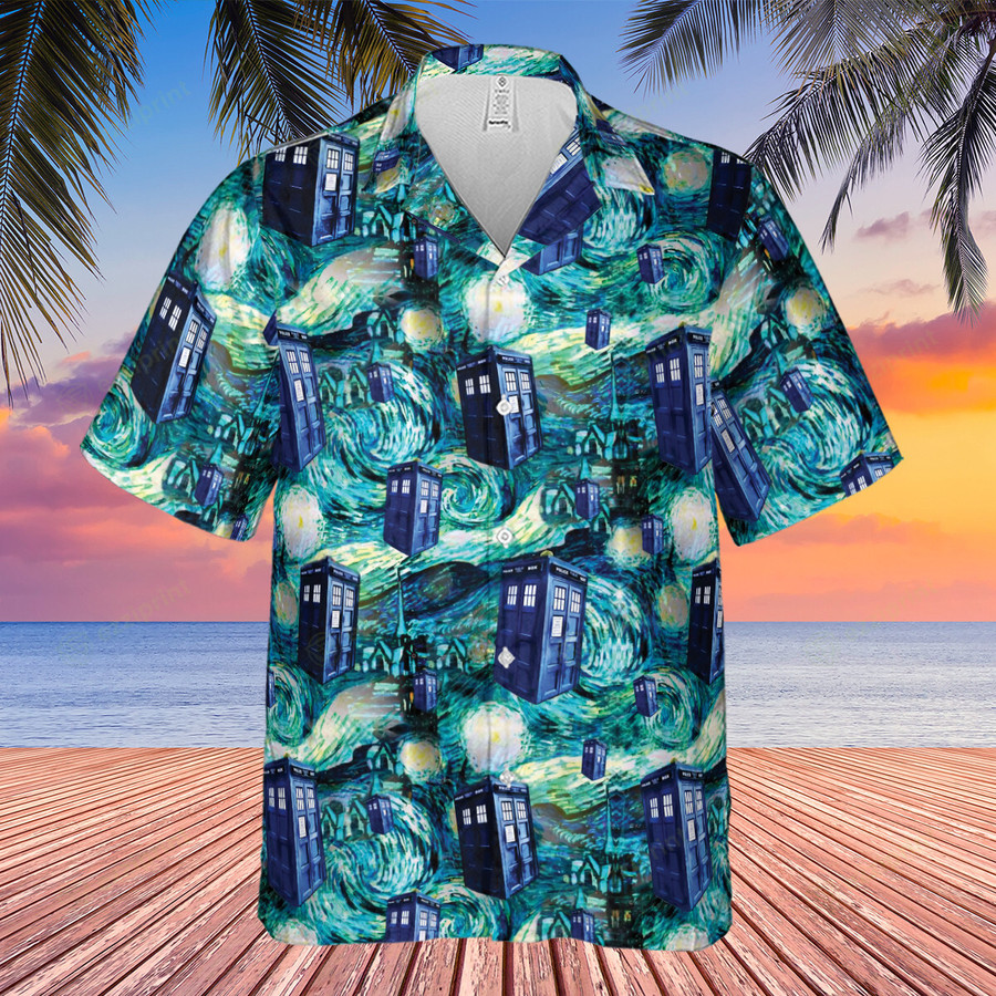 Tardis Starry Night Doctor Who Hawaiian Shirt - Ezziprint