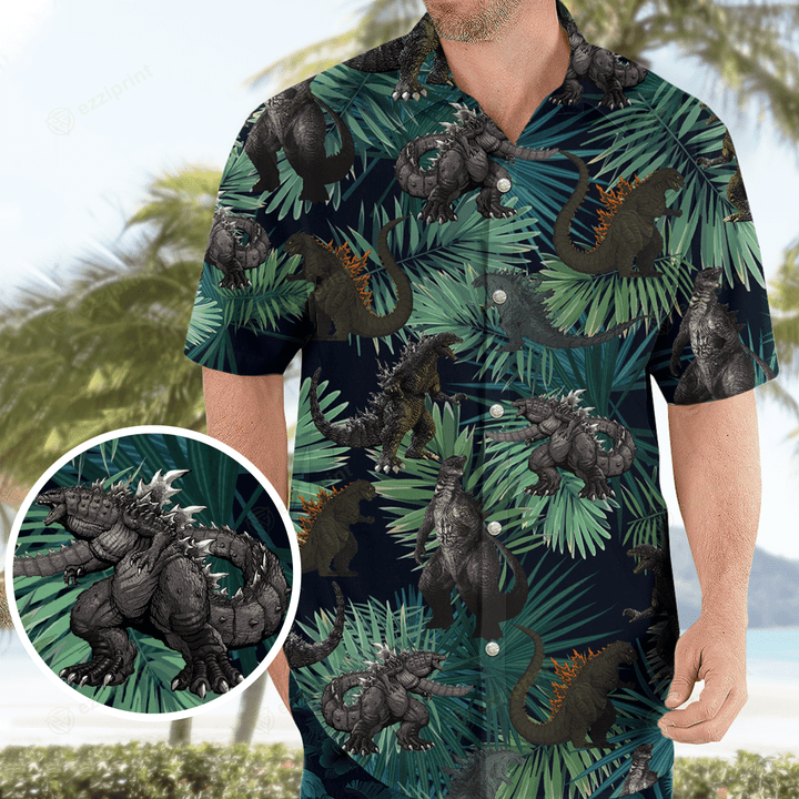 Godzilla Kaiju Pattern Hawaiian Shirt