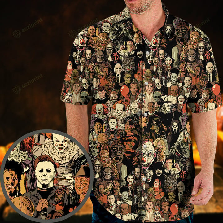 Horror Movie Characters Halloween Pattern Hawaiian Shirt