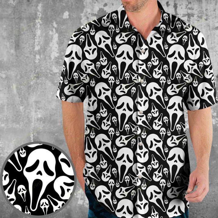 Ghostface Horror Movie Pattern Halloween Hawaiian Shirt