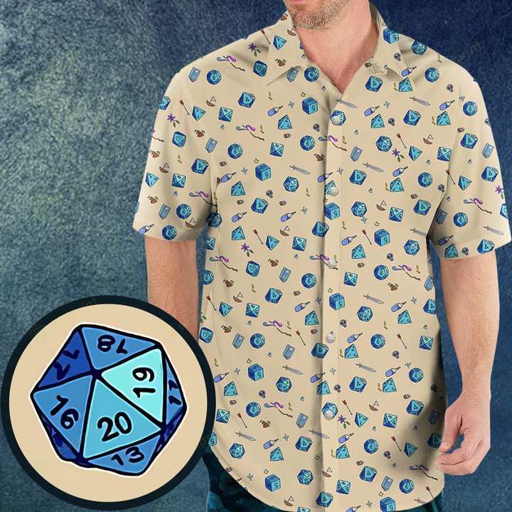 RPG DND Dices Pattern Hawaiian Shirt