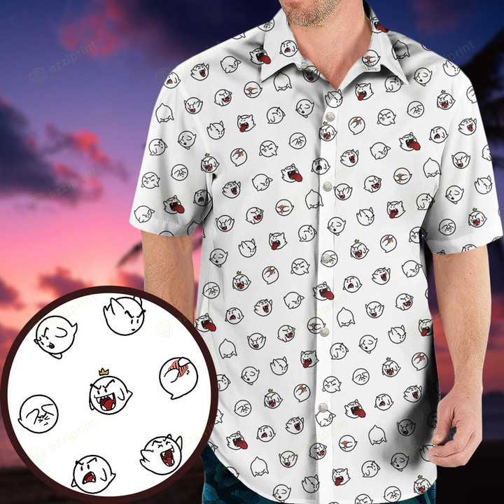 Super Mario Boo Pattern Hawaiian Shirt