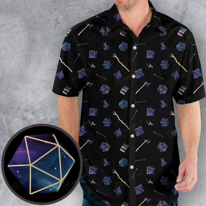 Galaxy In Dice DND Pattern Hawaiian Shirt