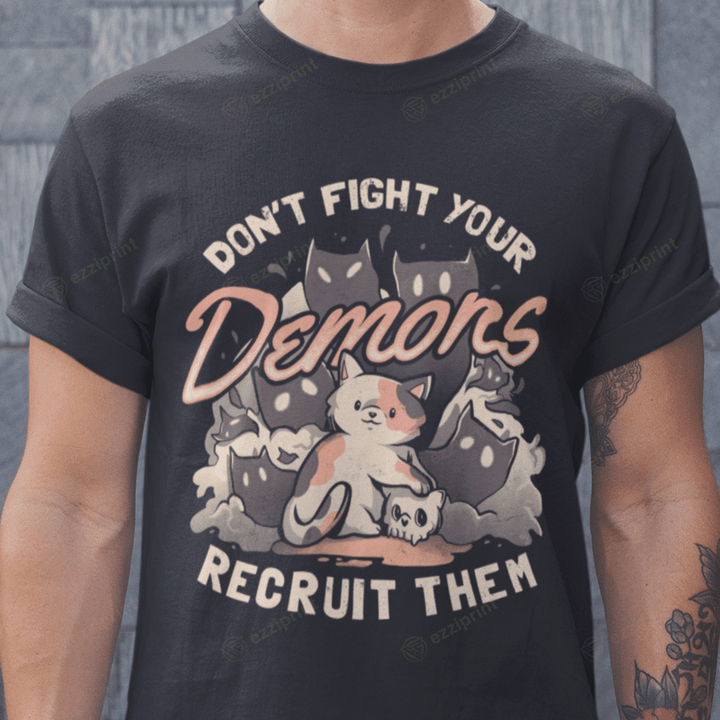 Don't Fight Your Demons Cute Evil Cats T-Shirt
