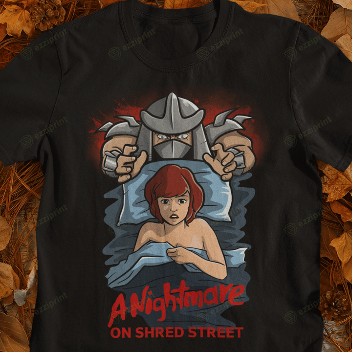 Nightmare On Shred Street Shredder and April A Nightmare on Elm Street T-Shirt