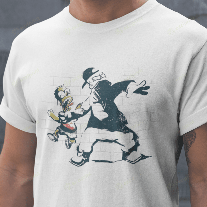 Banksy Bart Banksy’s Flower Chucker Bart Simpson Mashup T-Shirt