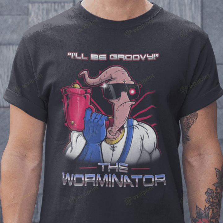 The Worminator Terminator Earthworm Jim Mashup T-Shirt