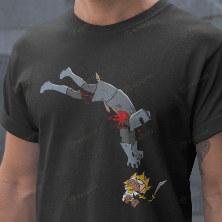 Black Knight Jumps Calvin and Hobbes Monty Python and the Holy Grail T-Shirt