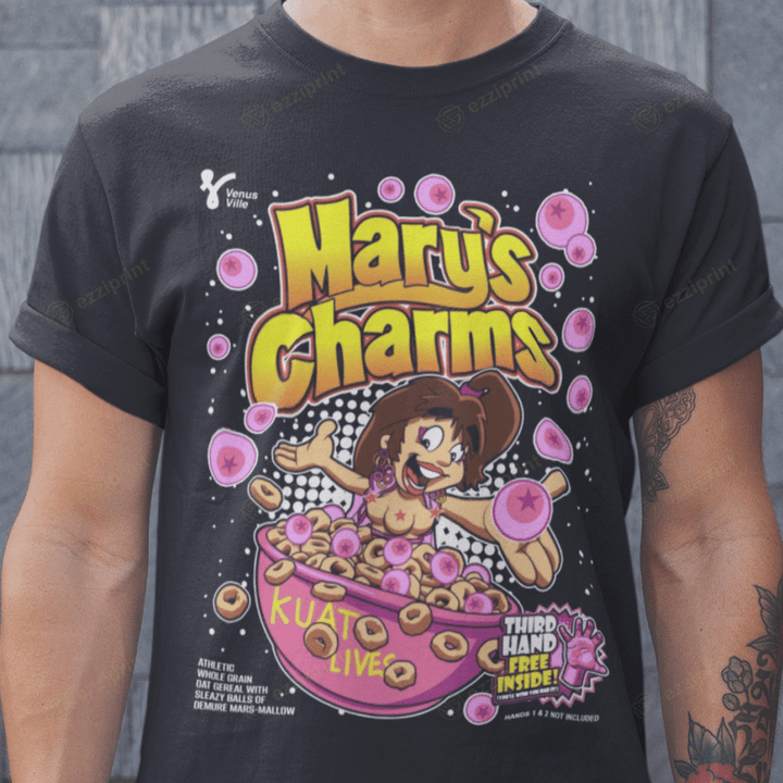 Mary's Charm Lucky Charm Cereal Mary Three-Breasted Hooker Total Recall T-Shirt