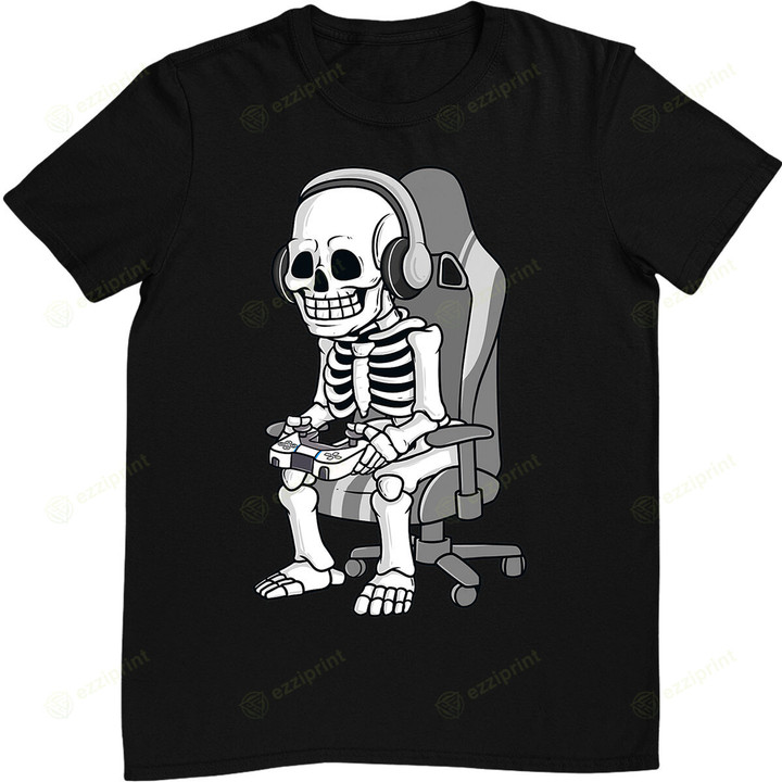Gaming Halloween Skeleton Scary Gamer T-Shirt