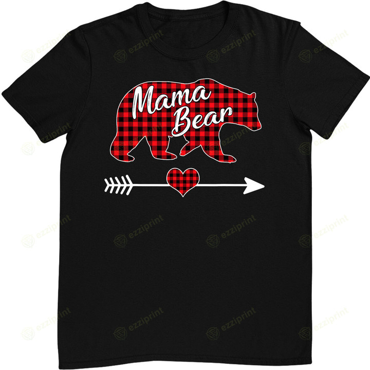 Mama Bear Christmas Pajama Red Buffalo Plaid Family T-Shirt