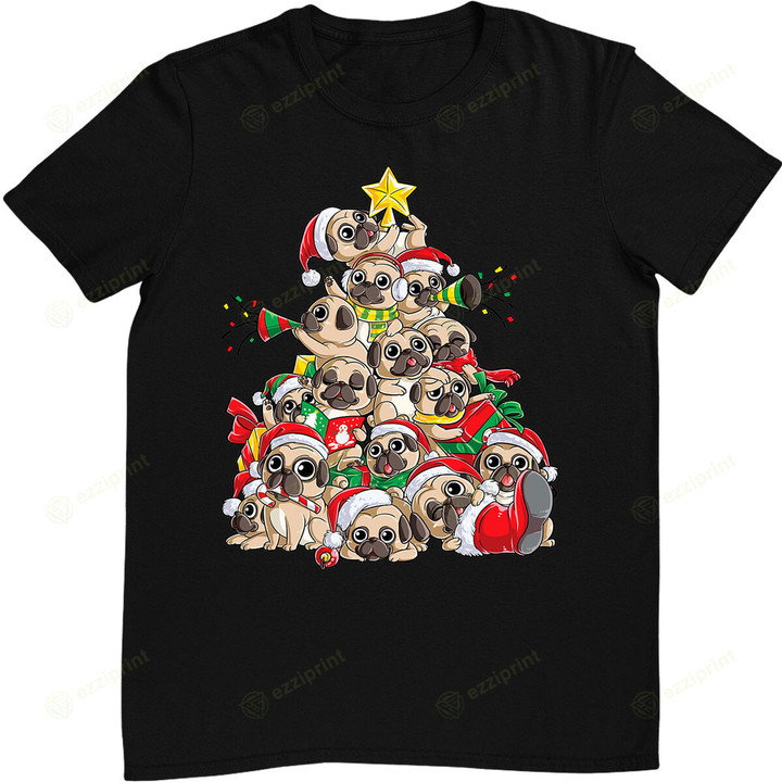 Pug Christmas Tree Dog Santa Xmas Merry Dogmas T-Shirt