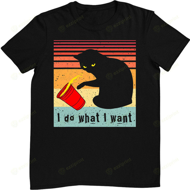 Do What I Want Vintage Black Cat Red Cup Funny My Cat T-Shirt