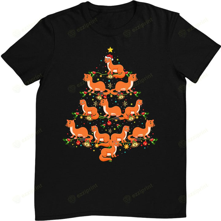Weasel Lover Xmas Matching Santa Weasel Christmas Tree T-Shirt