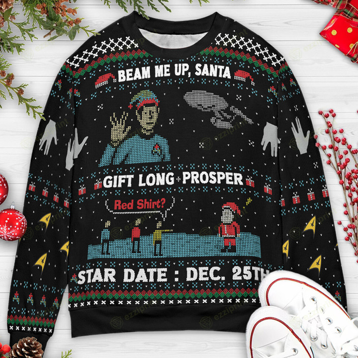 Gift Long and Prosper Santa Star Trek Christmas Sweater