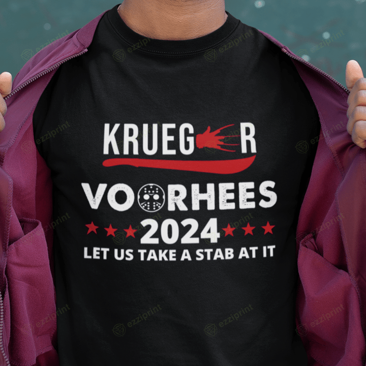 Let Us Take A Stab At It 2024 Krueger Voorhees Horror T-Shirt