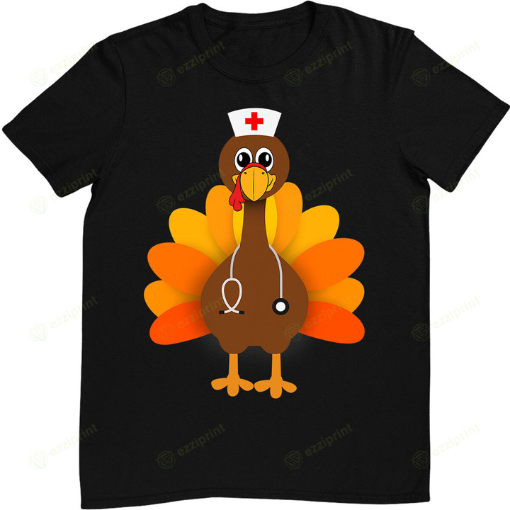 Thanksgiving Scrub Tops Turkey Nurse Holiday Nursing T-Shirt