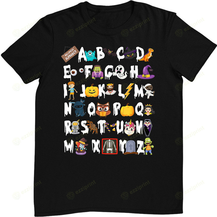 ABCs Learning Kindergarten Teacher Funny Halloween Alphabet T-Shirt