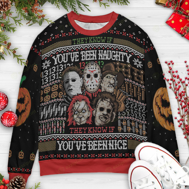 They Know If you've been naughty Horror Characters Sweater