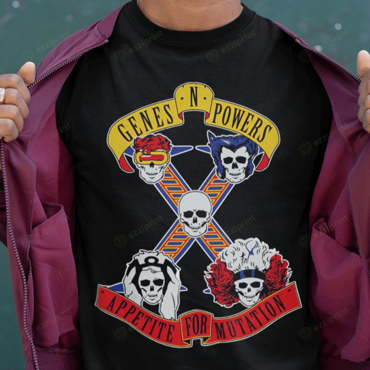 Genes & Powers Guns N Roses Appetite for Destruction Mutants X-Men Mashup T-Shirt