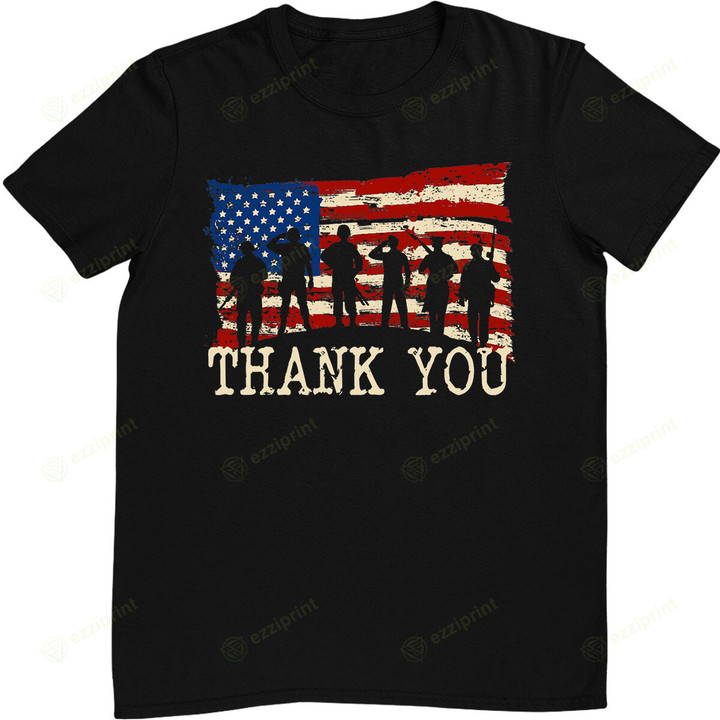 American Flag Thank you Veterans Proud Veteran T-Shirt
