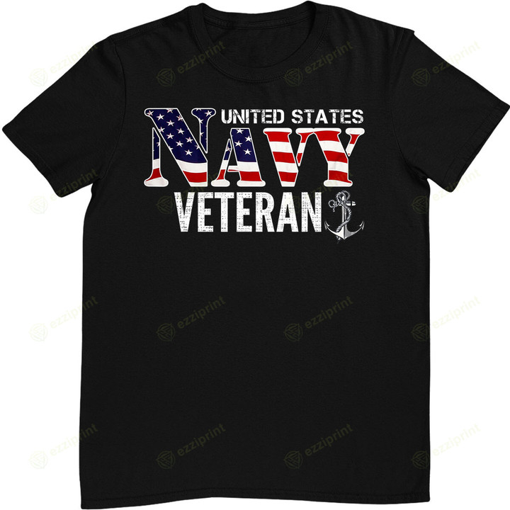 United States Vintage Navy With American Flag For Veteran T-Shirt