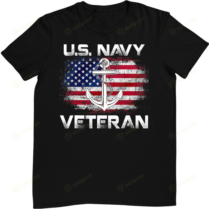 Vintage US Navy With American Flag For Veteran Gift T-Shirt