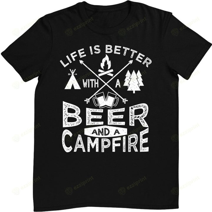 Camping Beer Campfire Graphic Tent T-Shirt