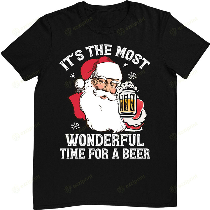 Funny Santa Claus It's The Most Wonderful Time For A Beer T-Shirt