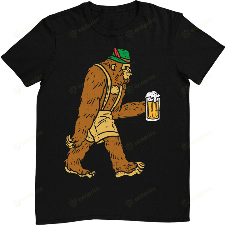 German Bigfoot Sasquatch Beer Lederhose Funny Oktoberfest T-Shirt