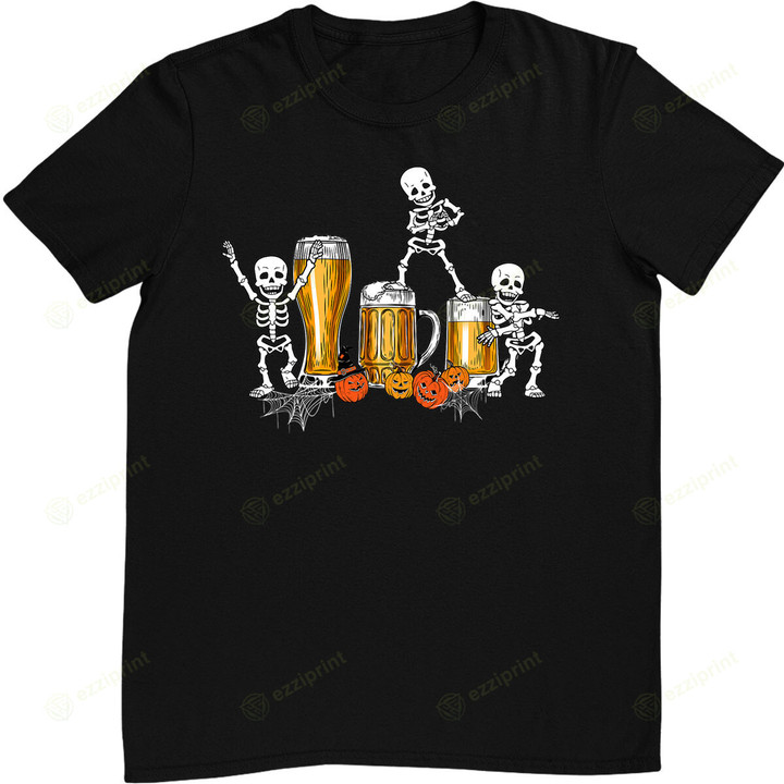 Happy Halloween Funny Skeleton Drinking Beer T-Shirt