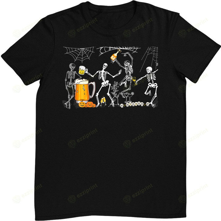 Scary Party Skeletons Halloween Funny Idea Celebrate Beer T-Shirt